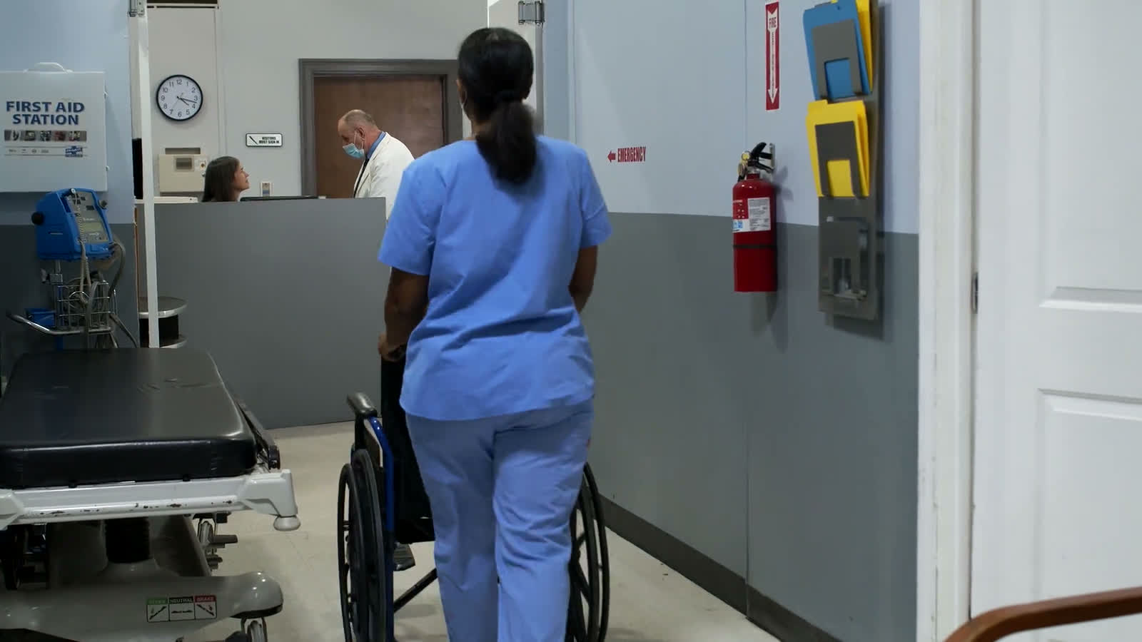 Healthcare team working in a hospital care area